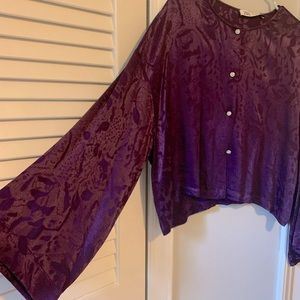 NWT - Zara purple bell sleeve top with glam buttons